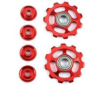 Cpolebev 1 Juego 11T Poleas Cambio Trasero de Rueda de rodamiento Exterior de aleacion de Aluminio Ultraligero de Bicicleta Piezas de la Bicicleta-Rojo