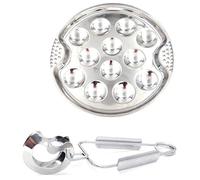 Cpolebev 1 Juego de Platos de Acero Inoxidable para Caracoles y Hongos con 12 Compartimentos, Herramienta para Caracoles una la Parrilla, 12 Bandejas para Caracoles una la Parrilla
