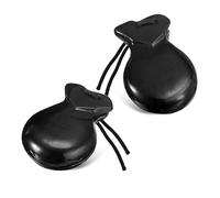 Cpolebev 1 Par de CastañUelas EspañOlas CastañUelas Flamencas con Cuerda CastañUelas de PercusióN Manual de Madera Tradicional (Negro)