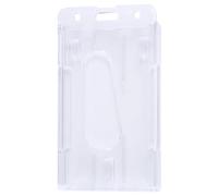 Cpolebev 1 X Soporte De La Tarjeta De Identificación De Plástico Duro Vertical Portatarjetas De Doble Tarjeta Transparentes 10X6Cm