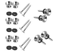 Cpolebev 10 Botones de Correa de Metal Terminales con Tornillos de Montaje para Guitarra AcúStica EléCtrica, Bajo, Ukelele