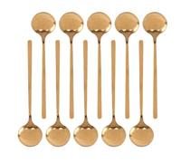 Cpolebev 10 Cucharas de Café Expreso de Acero Inoxidable para Café, AzúCar, Postre, Pastel, Helado, Sopa, Antipasto (Dorado)