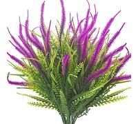 Cpolebev 10 Paquetes de Plantas Artificiales Al Aire Libre CéSped con Flores Resistente a los Rayos UV JardíN Porche Ventana Caja DecoracióN Rojo