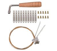 Cpolebev 10 Piezas clavos de afinación y 10 piezas remaches, con llave de afinación en forma de L, cuerda de Laiyaqin de 10 cuerdas para instrumento de cuerda de arpa Lyre