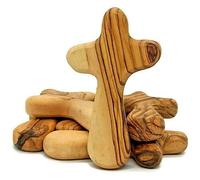 Cpolebev 10 Piezas Cruces PequeñAs de Madera de Olivo, Cruces de SujecióN Cruces de OracióN PortáTiles