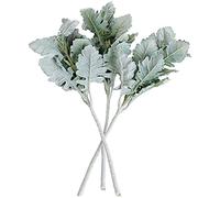 Cpolebev 10 Piezas de Hojas de Oreja de Cordero Flocadas Artificiales Tallos de Molinero Polvorientos Hojas de Roble Flocado Hoja de Oreja de Cordero para Bodas en Casa