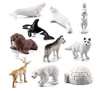 Cpolebev 10 Piezas Mini SimulacióN Oso Conejito Focas Polares Oso Conjunto de Animales áRticos Juguetes de EducacióN Cognitiva para NiñOs