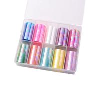 Cpolebev 10 Rollos de Lámina para Uñas, Lámina de Transferencia para Uñas, Calcomanías Holográficas para Decoración de Uñas, Pegatinas para Uñas