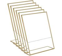 Cpolebev 10 Uds. Dorado AcríLico, Soporte de Cartel de Mesa con Parte Trasera Inclinada para Tarjetas de Mesa de Boda Carteles de Restaurante Fotos