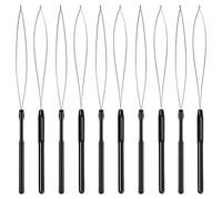 Cpolebev 10 Uds.Herramienta de Gancho Enhebrador de Bucle de ExtensióN de Cabello y Herramienta de Cuentas Enhebrador de Bucle Negro para ExtensióN de Cabello o Extensor de Plumas