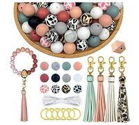 Cpolebev 100 Cuentas de Silicona para Hacer Llaveros, Juego de Cuentas de Goma de 15 mm para Cordones de Pulsera con Llaveros y Borlas