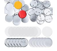 Cpolebev 100 Juegos de Piezas de Botones Redondos Suministros de FabricacióN en Kits de FabricacióN de Insignias Botones de Metal de 58 Mm, Piezas de BotóN Trasero de Pin en