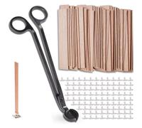 Cpolebev 100 Mechas de Madera para Velas, Mechas de Madera para Velas Sin Humo, 5,1 X 0,5 Pulgadas, Mechas de Madera Natural con Recortador de Mechas para Velas