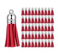 Cpolebev 100 Piezas de con Borlas de de Gamuza SintéTica, Colgantes de Borlas, DecoracióN para Manualidades, Suministros de FabricacióN (Rojo)