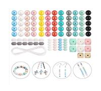 Cpolebev 100 Piezas de Cuentas de Silicona de 15 Mm, Forma Redonda, Cuentas de Silicona Poligonales, Kit de Accesorios de Silicona para Hacer Llaveros DIY, Pulseras