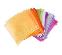 Cpolebev 100 Piezas Grandes Bolsas de Organza, Bolsas de Regalo de de 20X30 Cm Bolsas de Joyas con CordóN para Bodas NavideñAs (Color Aleatorio)