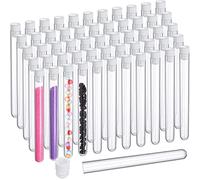 Cpolebev 100 Tubos de Ensayo Transparentes con Tapas, Tubo de PláStico de 25 Ml, Viales de PláStico de 16 X 150 Mm para Experimentos CientíFicos, Suministros para Fiestas