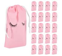 Cpolebev 100 Uds Bolsas de PestañAs para Clientes Bolsas de Regalo de PestañAs para Clientes Bolsas de Cuidado Posterior de PestañAs Extensiones de PestañAs Bolsas de Maquillaje Rosa