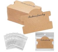 Cpolebev 100 Unidades de Tarjetas para Exhibir Pulseras, Exhibidores de Joyas, Tarjetas Colgantes, Pulseras, Embalaje, Tarjetas para Collares con Bolsas, MarróN