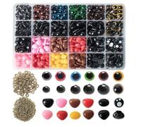 Cpolebev 1040 Piezas de Ojos de Seguridad de Plástico de 6-14 mm para Juguetes, Juego de Ojos y Narices de Animales de Ganchillo de Varios Tamaños para Juguetes de Muñecas