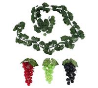 Cpolebev 12 Hilos Artificiales Vides de UVA Falsas Hojas de con 3 Cuerdas Uvas para el Banquete de Boda Decoración de la Pared del Hogar
