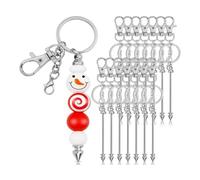 Cpolebev 12 Piezas de Barra de con Cuentas, con Cuentas de Plata, con Cuentas para Colgante DIY, para Hacer Llaveros y Hacer Regalos