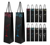 Cpolebev 12 Piezas de Bolsas de Vino de Papel Kraft Bolsa de Regalo Bolsas de Regalo de Vino Tinto Botella Individual Bolso de Mano de Organizador de Bolsa de Transporte (Color Aleatorio)