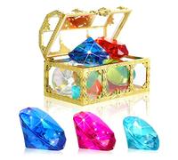 Cpolebev 12 Piezas de Juguetes de Piscina de Gemas de Buceo Que Incluyen Diamantes de Colores, Juguete de Buceo, Cofre del, Juguete de NatacióN SubacuáTica, Caja de Gemas Piratas