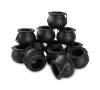 Cpolebev 12 Piezas De Mini Caldero Negro con Asa, Mini Caldero De para Halloween, Recipiente para Dulces para Halloween