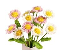 Cpolebev 12 Uds. Gancho para Hilo de Ganchillo Hecho una Mano con Margaritas, Ramo Tejido de Flores, Regalo de CumpleañOs, Decoraciones para el Hogar, DecoracióN para Fiestas y Bodas