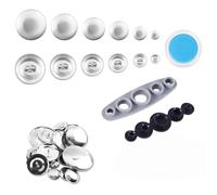 Cpolebev 120 Fundas para Botones, Kit de Botones con 6 Tamaños, Botones Cubiertos de Tela para Bricolaje con 2 Herramientas de Instalación para Amantes del Bricolaje