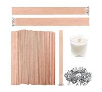 Cpolebev 120 Mechas de Madera Gruesas para Velas, Mechas de Madera Natural Sin Humo de 5,1x0,5 Pulgadas para Hacer Velas