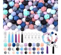 Cpolebev 121 Piezas de Cuentas de Silicona para Kit de Fabricación de Llaveros, Cuentas Multicolores de Cuentas Sueltas de Silicona A Granel para Pulsera de Collar de Bricolaje