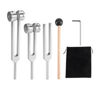 Cpolebev (128Hz, 256Hz, 512Hz) Juego de Horquillas de AfinacióN, Horquillas de AfinacióN con Martillo de Reflejos para Chakras/CuracióN/Terapia de Sonido/ReparacióN de