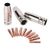 Cpolebev 13Pcs Co2 Mig Soplete Aire Enfriado Mb 15Ak Soporte Para Puntas de Contacto Boquilla de Gas 0.8Mm Kit de Punta de Boquilla de Protección Para Soldador