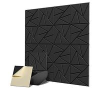 Cpolebev 16 Paneles AcúSticos con Autoadhesivo, Panel una Prueba de Sonido de 12 X 12 X 0,4 Pulgadas, Panel de Sonido de Alta Densidad para Estudio en Casa y Oficina, 4