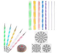 Cpolebev 16 Piezas Mandala Herramientas de Puntear para Pintar Rocas Kit de Plantillas de Mandala Bola Stylus Escultura de Arcilla Herramientas de Talla