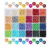Cpolebev 1680 Piezas 6Mm 24 Colores Cuentas de Perlas Redondas con Agujeros para Hacer Joyas, Cuentas Espaciadoras Sueltas para Manualidades DIY, FabricacióN de Joyas