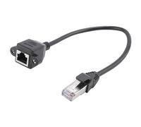 Cpolebev 1FT RJ45 Cable De Extension De Red De LAN Ethernet Macho A Hembra Montaje En Panel Roscado