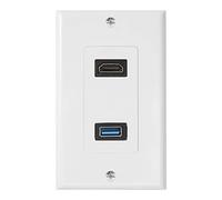 Cpolebev 1X2 Puertos & Usb 3.0 Hembra Extensor De Enchufe Salida De Panel Placa Frontal De Pared