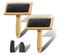 Cpolebev 2 Cardadores de Lana de Madera, para Lana, Fibras, Gatos, Perros, Cepillos de Lana de Madera para Manualidades de Hilado de Fieltro de Lana
