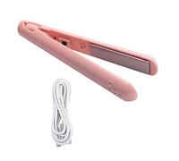 Cpolebev 2 en 1 Rizador de Pelo de Doble PropóSito, Mini Alisador de Pelo, Rizador de Viaje, Rizador de Pelo PortáTil Mini USB Rosa
