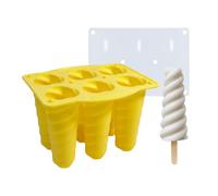 Cpolebev 2 Moldes de Silicona para Paletas, Moldes Caseros para Helado para Niños, Fabricante de Paletas de Calidad Alimentaria, Fácil de Limpiar, Amarillo