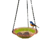 Cpolebev 2 Piezas Comedero para Pájaros Colgante para Exteriores Decoración de Jardín Bandeja Baño para Pájaros Bebedero de Agua Alimentador para Mascotas para Suministros para Mascotas,A