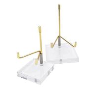 Cpolebev 2 Piezas de Caballete de Soporte de ExhibicióN de Brazo de Metal Ajustable con Base de AcríLico Transparente para Placas Minerales de Cristal de Piedras Preciosas