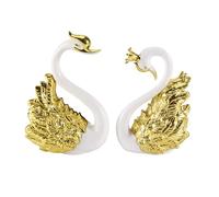 Cpolebev 2 Piezas de Figuras de Adornos de Cisne, DecoracióN de Pastel de Cisne, DecoracióN de Figuras de Coche, DecoracióN de Navidad para Bodas Hogar A