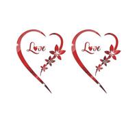 Cpolebev 2 Piezas de Pegatinas de Espejo Acrílico con Forma de Corazón para Dormitorio, Sala de Estar, TV, Fondo de Pared, Decoración del Hogar, Color Rojo