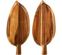 Cpolebev 2 Platos de Madera para Servir, Bandejas para Servir Alimentos en Forma de Hoja de 13 Pulgadas X 5,5 Pulgadas para Entretenimiento, Tabla Pequeña para Quesos
