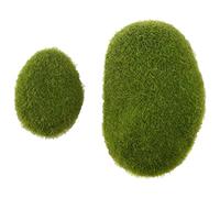 Cpolebev 20 Piezas 2 Tamaños de Moss Artificial Rocas Artificiales Faux Green Moss Covered Stones