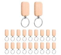 Cpolebev 20 Piezas de Madera en de Madera DIY de Madera Etiqueta Clave Accesorios de Madera Anti-Perdida Regalo